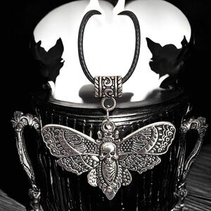 5 For $25💫Silver Death Skull Mothra Pendant Necklace